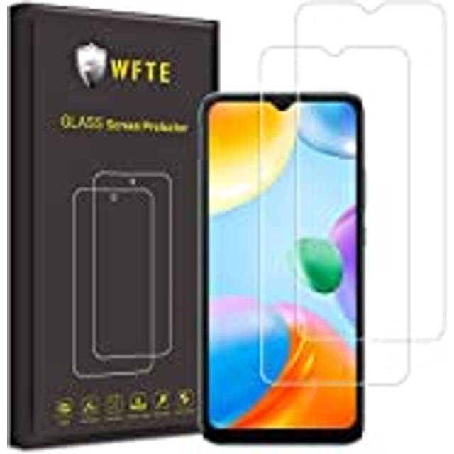 WFTE [Set med 2 härdat glas för Xiaomi Redmi 10C, 0,26 mm skärmskydd med 99% hög transparens, anti-spårskydd med hårdhet 9 H-glas