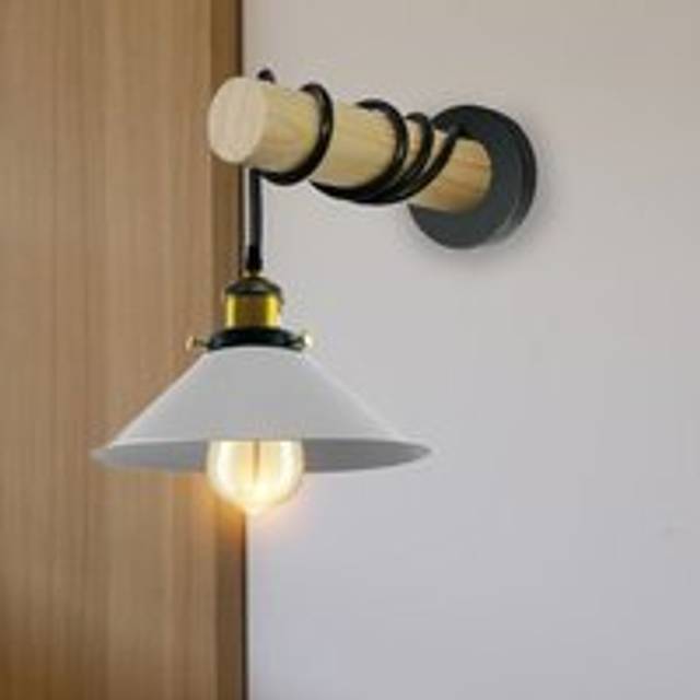 Modern Combined Solid Wooden Arm Chandelier Lighting With Metal Cone Shaped wall sconce~3471 - White