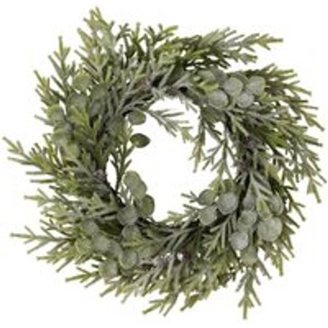 Hill Interiors - Frosted Pine and Eucalyptus Wreath - Plastic - L8 x W50 x H50 cm - White