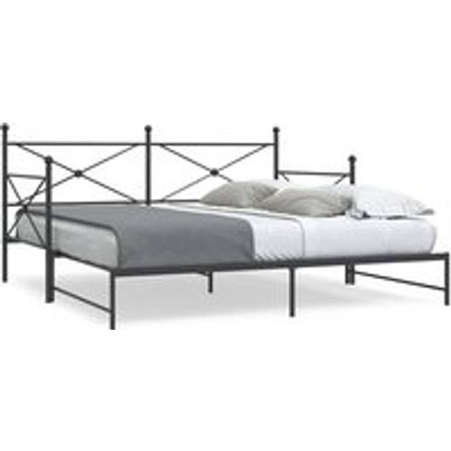 Daybed with Trundle without Mattress Black 107x203 cm Steel - One Size