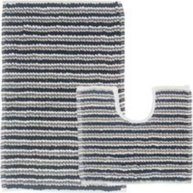 Amalfi 2 Piece Bath Mat Set in Multicolour - Grey - One Size