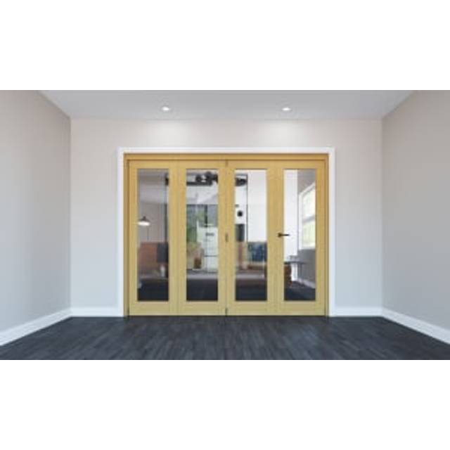 Rohden Un-Finished Oak 1 Lite Internal Bi-Fold Door Set - 2517 x 2060mm