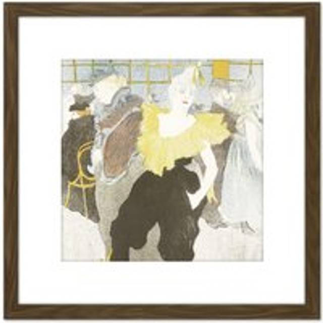 Toulouse-Lautrec Clowness Moulin Rouge Painting 8X8 Inch Square Wooden Framed Wall Art Print Picture with Mount - Brown - One Size