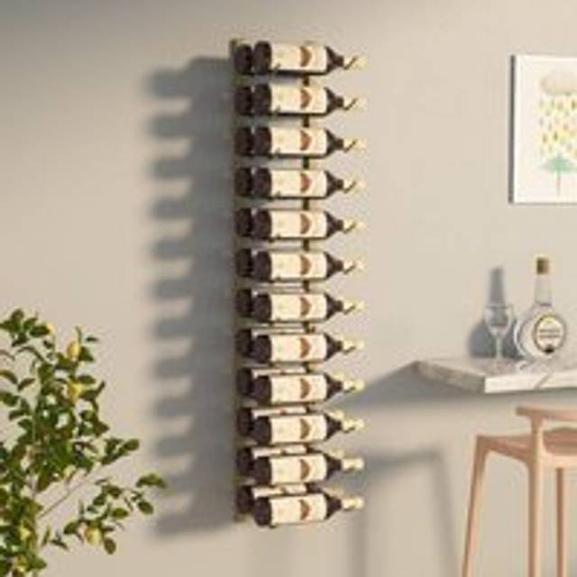 Wall Mounted Wine Rack for 24 Bottles Gold Iron - One Size