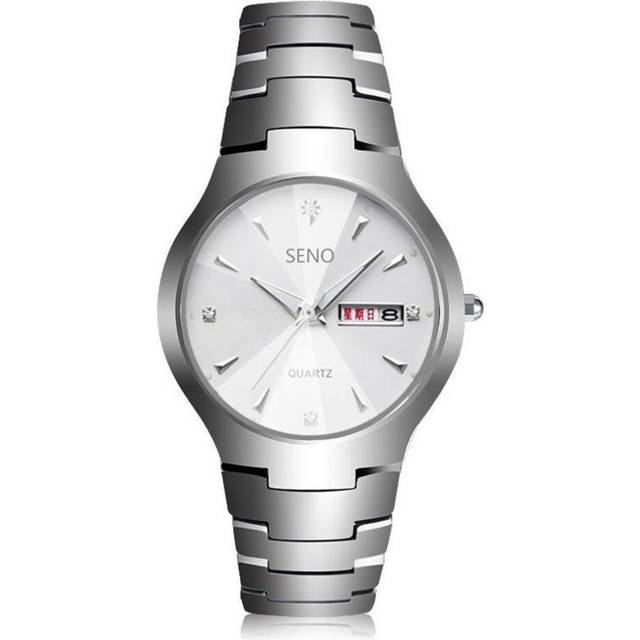 (white) Men's Tungsten Steel Fashion Waterproof Quartz Watch Couple Gift - White