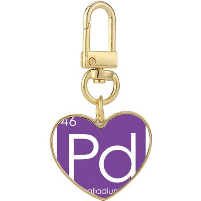 Chestry Elements Period Table Transition Metals Pd Gold Heart Keychain Metal Keyring Holder