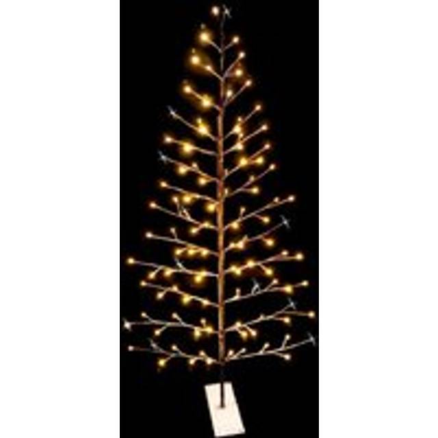 5Ft Pre Lit Brown Snowy Twig Christmas Tree 112 Twinkling LED Lights Metal Frame Indoor Birch Tree
