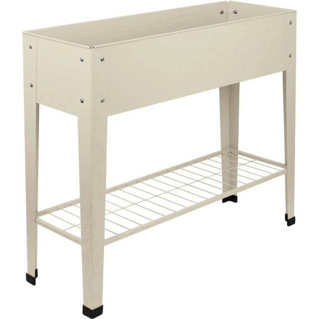 Harbour Housewares Elevated Raised Garden Bed w/ Legs & Storage Shelf - Ivory, Cream