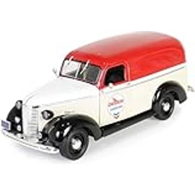 1939 Chevrolet Panel Truck "Chevron Gasolines" Red and Beige with White Hood and Stripes "Running on Empty" Series 7 1/24 Diecast Model Car by Greenl