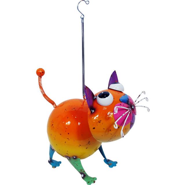 Continental Art Center 194069 Hanging Colorful Enameled Metal Bouncing Cat Ornament