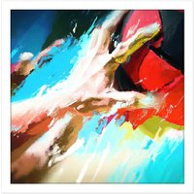 Wall Art Print Volleyball Hand Sport Abstract Sport Painting Square Framed Picture 16X16 Inch - White - W16 inch x H16 inch