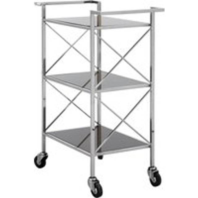 Black Mirrored Glass 3 Tier Trolley,Movable Drinks Trolley,Dining Cart With Wheels, Kitchen Storage Trolley - Silver - One Size