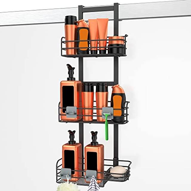 Nieifi Over The Door Shower Caddy Pantry Organizer Rack with Reliable Hooks  Sturdy Hanging Shower Organizer Shelf Basket Storage Rack  Bathroom Shelv