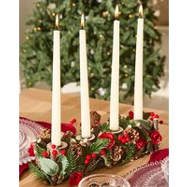Roses Four Dinner Centrepiece Christmas Decoration Tealight Holder Candle Holders 35cm - Red - One Size