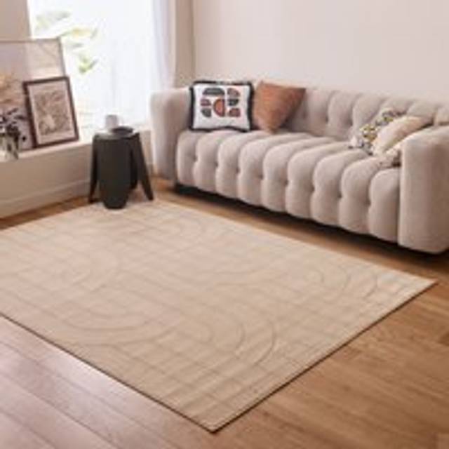Area Rugs for Living Room Bedroom Kitchen with Modern Geometric Design in Grey Cream Beige 6070 - 120cm x 170cm