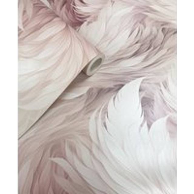 Muriva Plumes Blush Wallpaper Feathers Shiny Stylish Glamorous