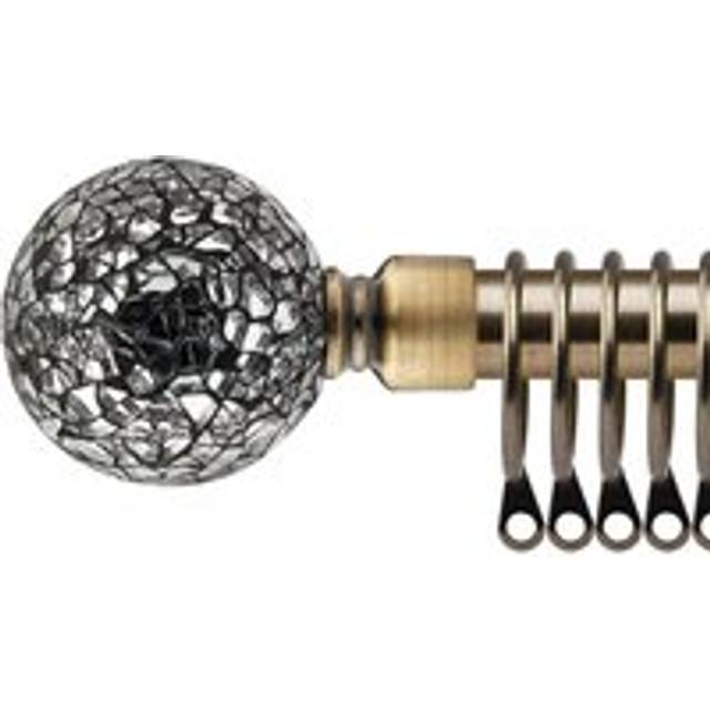 New Edge Blinds 160-300cm Extendable Brass Mirrored Metal Curtain Pole - Gold - 160 - 300cm