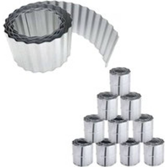 Galvanised Metal Garden Lawn Wavy Edge Border Edging Roll - Silver - One Size