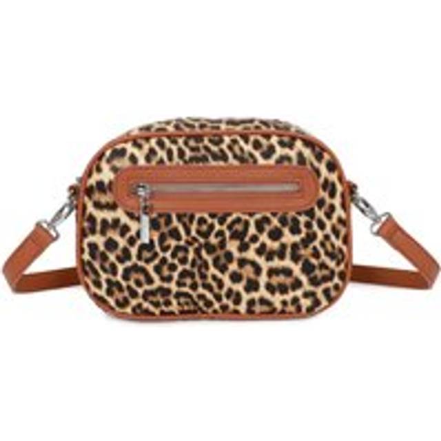 Leopard/Cow Print Front Zipper Pocket Spacious Crossbody Camera Bag With Detachable Strap - Dark Brown - One Size