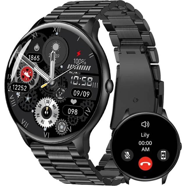 (black steel 2) SENBONO MAX14 2023 Men's Smart Watch 1.53 Inch HD Screen Bluetooth Call