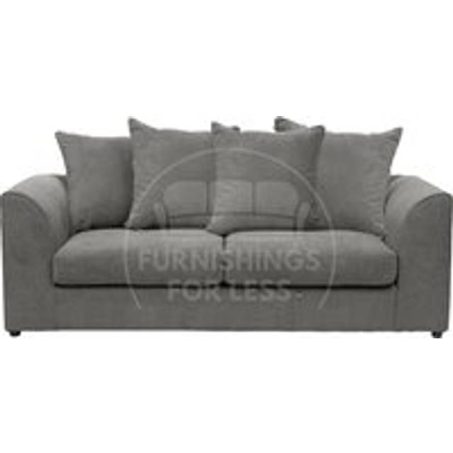 Casper Chenille 3 Seater Sofa Scatter Back Curved Arm - Grey - One Size