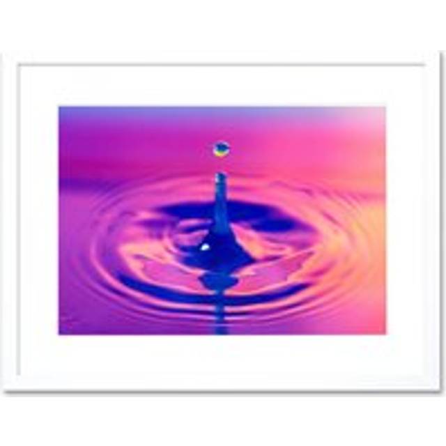 Wall Art Print Brown Water Drop Splash Framed - White - W7 inch x H9 inch