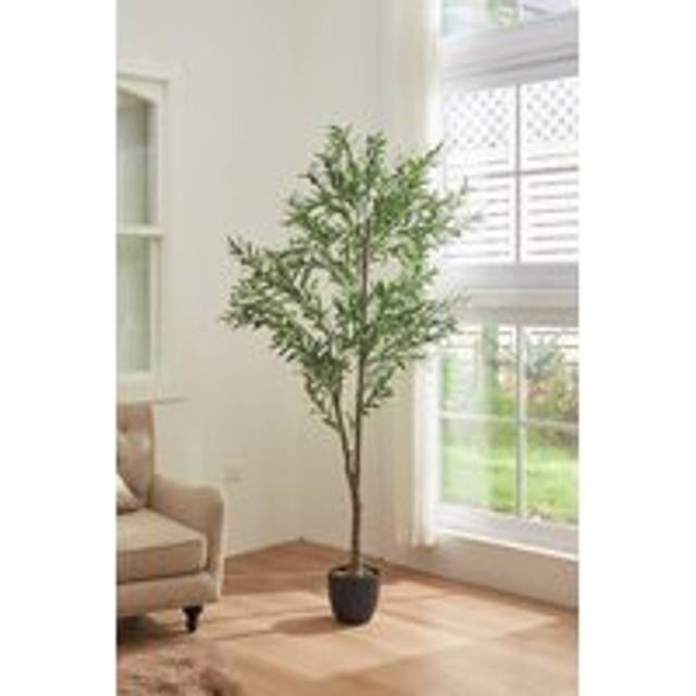 2.1m H Tall Decorative Plant Artificial Olive Tree in Pot - Green - One Size