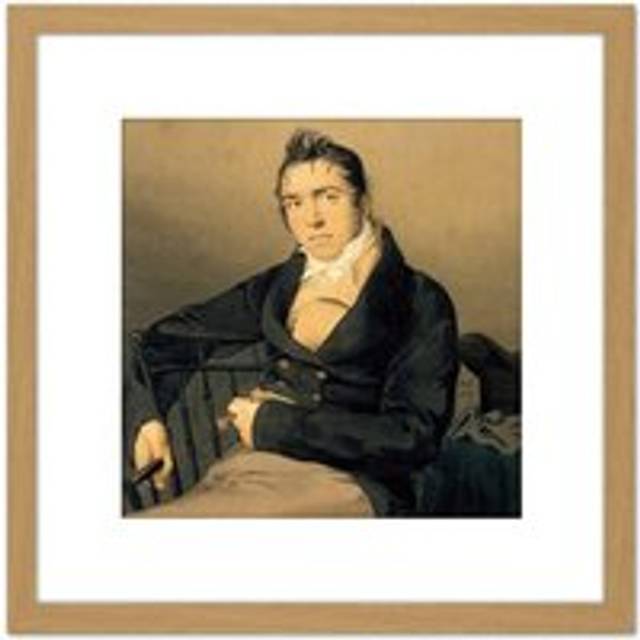 Smith Portrait Merchant Allan Melville Painting 8X8 Inch Square Wooden Framed Wall Art Print Picture with Mount - Tan - One Size