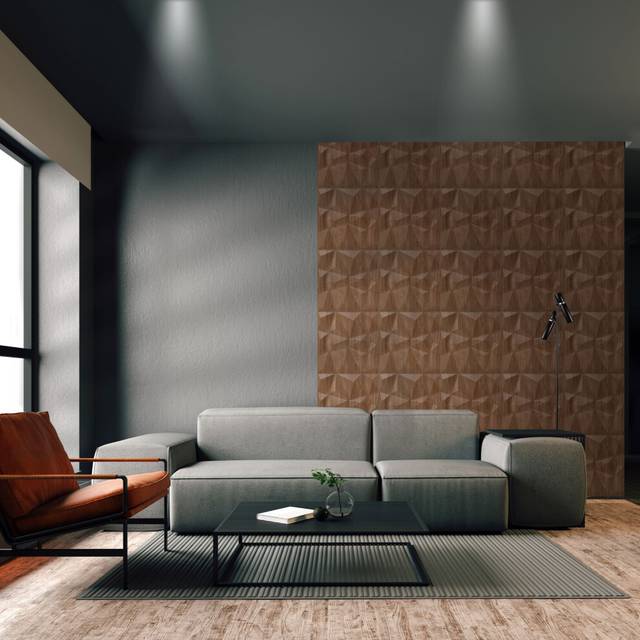 (Matt Wooden, Set of 14) Decorative 3D Wall Panels (50cm x 50cm) Diamond Design PVC Cladding Panel