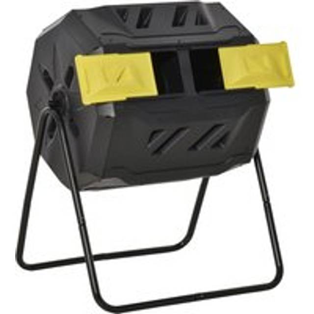 Outsunny 160L Outdoor Tumbling Compost Bin with Dual Chamber - Yellow | TJ Hughes