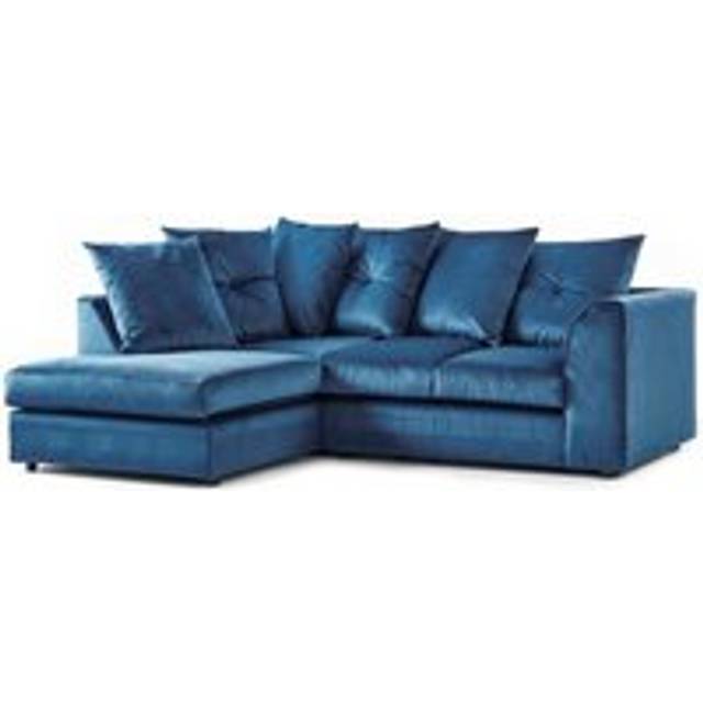 Fernando Soft Plush Velvet 3 to 4 Seater L Shaped Corner Sofa Left Hand Facing - Scatter Back - Blue - One Size