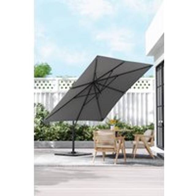 3m x 3m Square Rotating Outdoor Cantilever Parasol with Square Base - Dark Grey - One Size
