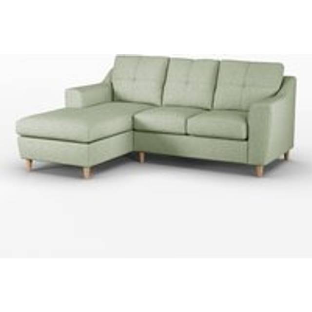 Baxter Fabric L Shaped 3 Seater Corner Sofa With Chaise Left Hand Facing - Charcoal, Silver, Oatmeal or Sage - Light Green - One Size