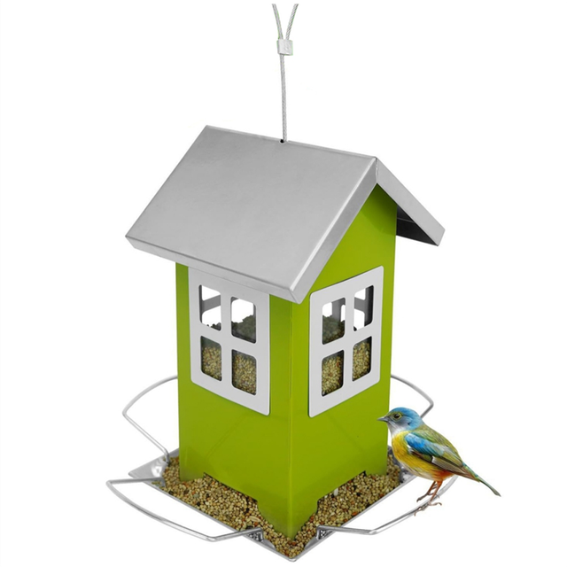 Bird House Feeders for Outdoors Hanging-Metal Wild with 4 Ports,Garden Yard Decor Hanging