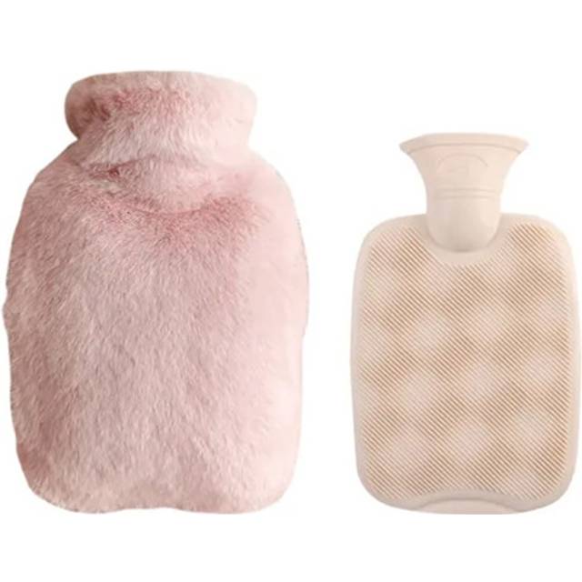 (2L, Pink) Hot Water Bag Thickened Plush Winter Bottles