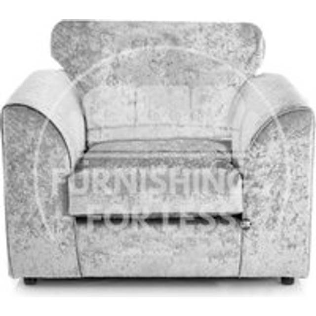 Crystal Crushed Velvet Single Seater Armchair Curved Arm - Silver - One Size