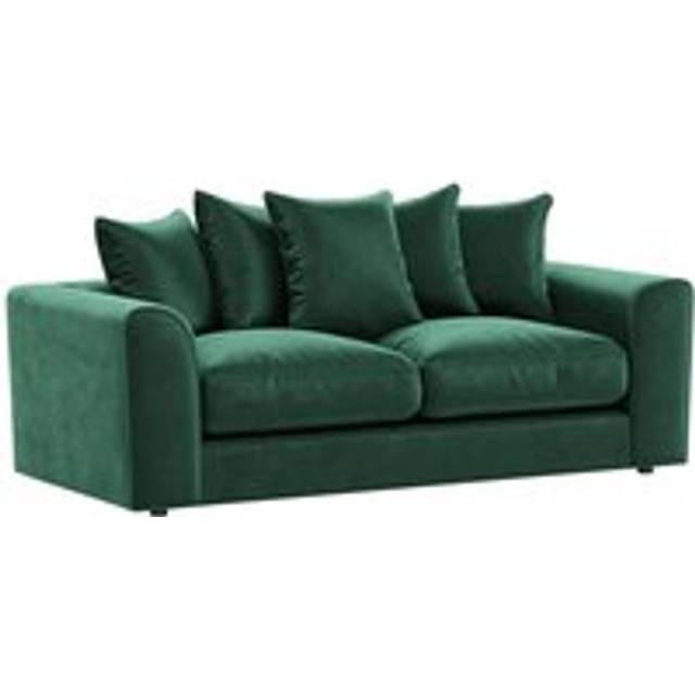 Brooklyn Plush Velvet Fibre Fabric 3 Seater Sofa Scatter Back - Green - One Size