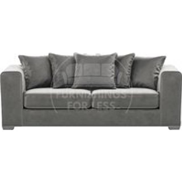 Ella Boxed Arm Plush Velvet Fabric 3 Seater sofa Black - Grey - One Size