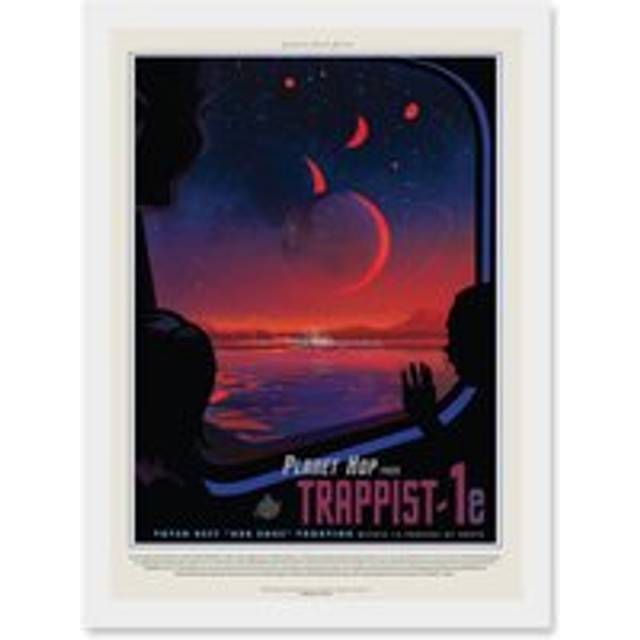 Nasa Space Travel Advert Trappist 1E Planet Hop A4 Artwork Framed Wall Art Print - White - One Size