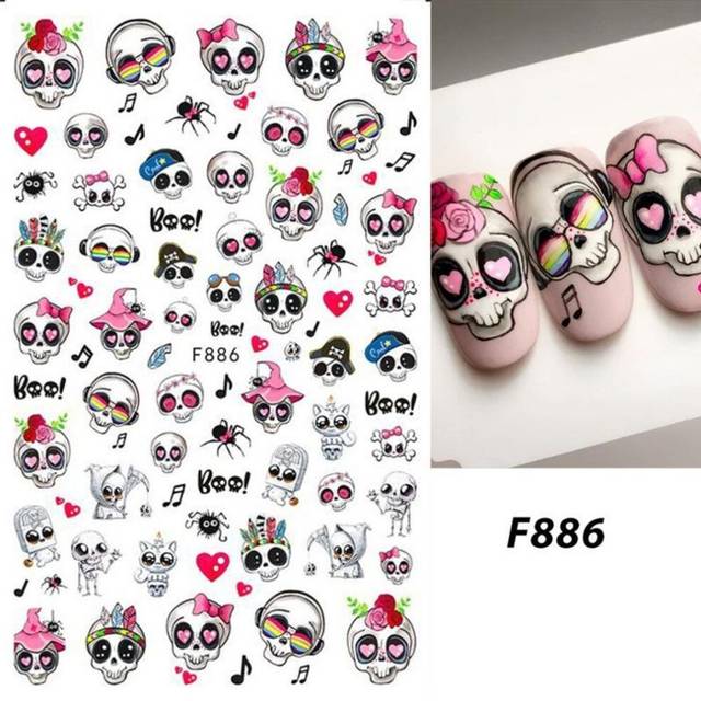 (F886) 3D Christmas Sticker Nail Decal Winter Snowflake Holly Tangerines Cartoon Santa Bird 2023 New Year Nail Design Decoration