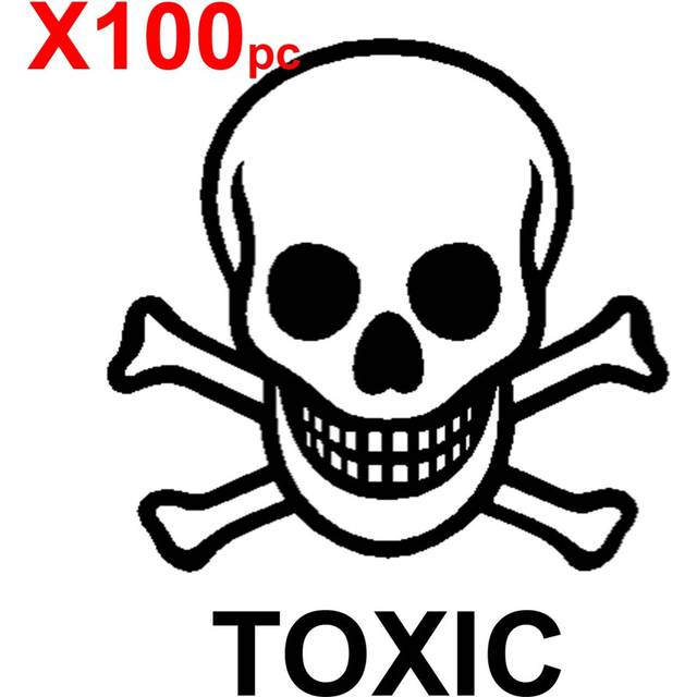 (100) TOXIC SKELETON SKULL Large shipping label adhesive warning mailing sticky sticker 61x49mm