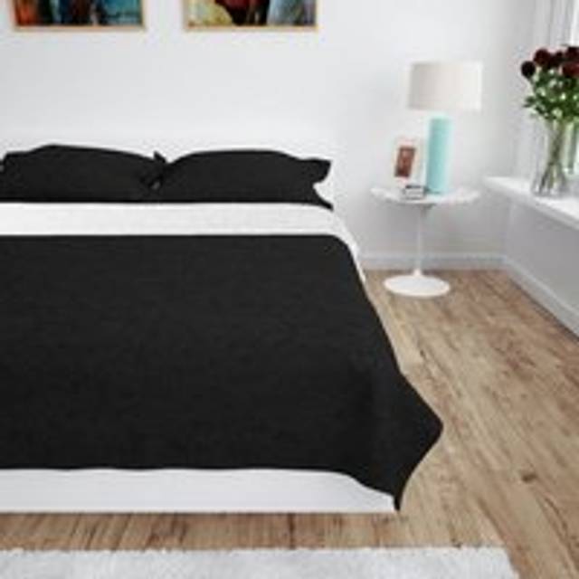 Double-sided Quilted Bedspread 170x210 cm Black and White - One Size