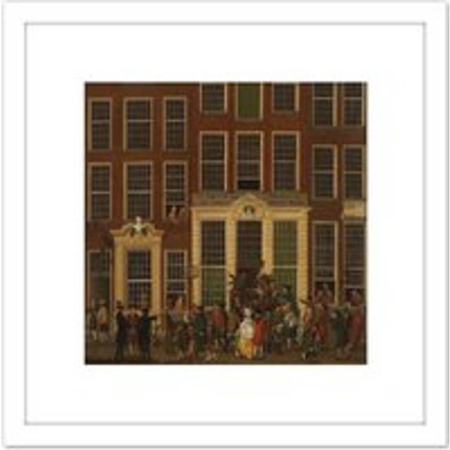 Ouwater Bookshop Lottery Agency Jan De Groot 8X8 Inch Square Wooden Framed Wall Art Print Picture with Mount - White - One Size