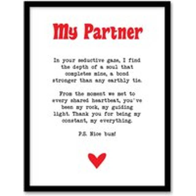 Love Poem My Everything Partner Romantic Poetry Framed Art Print - White - W12 inch x H16 inch