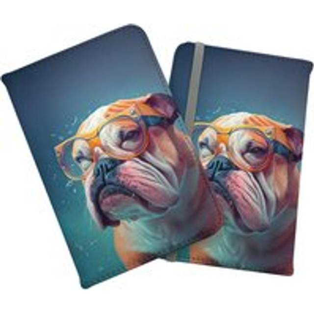 Bulldog With Glasses Splashart Passport Cover - Brown - One Size