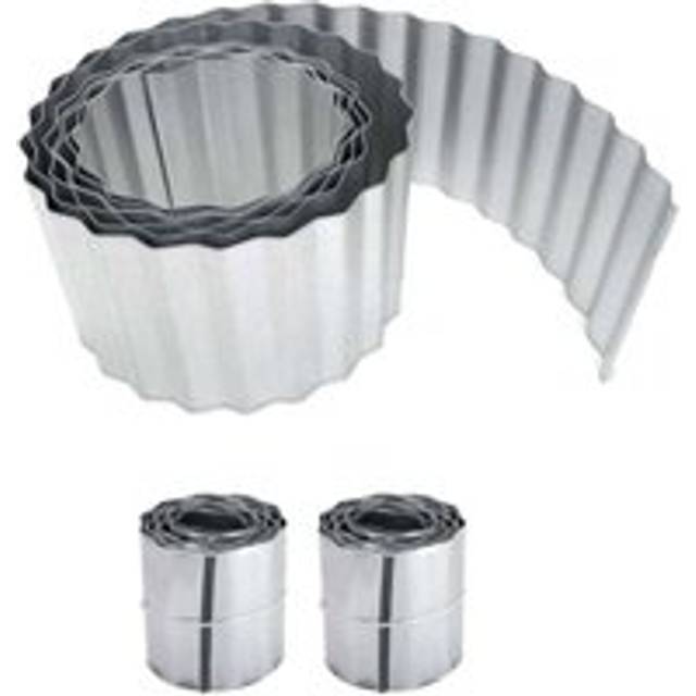 Galvanised Metal Garden Lawn Wavy Edge Border Edging Roll - Silver - One Size