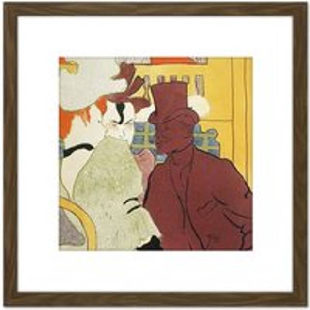 Toulouse-Lautrec Warener Moulin Rouge Painting 8X8 Inch Square Wooden Framed Wall Art Print Picture with Mount - Brown - One Size