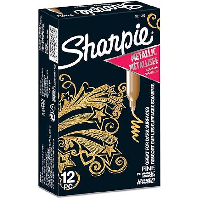 Sharpie Metallic Permanent Markers | Fine Point | Gold | 12 Count