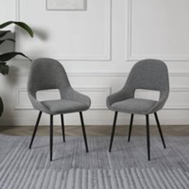Pebble - Set of 2 Boucle Dining Chairs - Light Grey - One Size