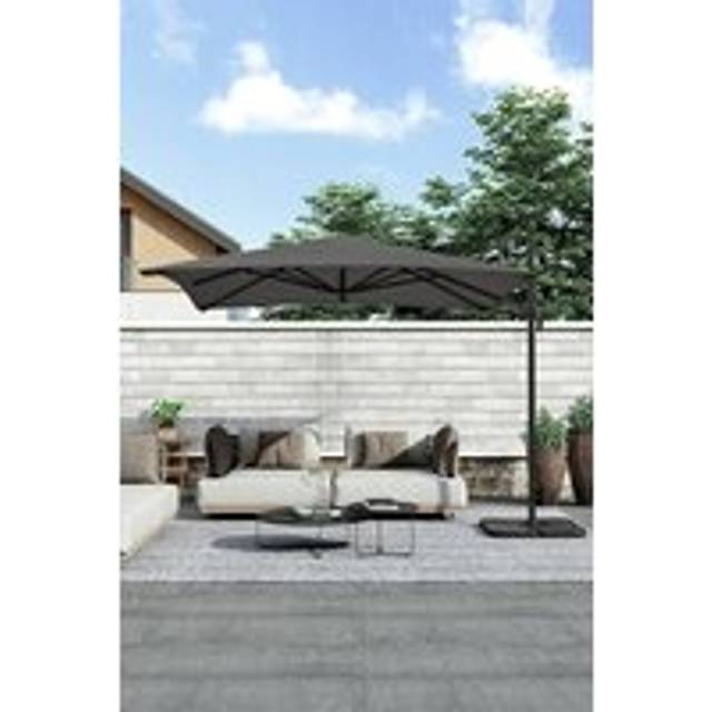 Rotating Square Outdoor Patio Cantilever Parasol with Square Base - Dark Grey - One Size